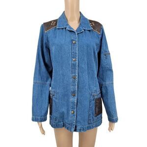 Nancy Bolen Vintage Women's Blue Denim Jacket with Tooled Western Accents